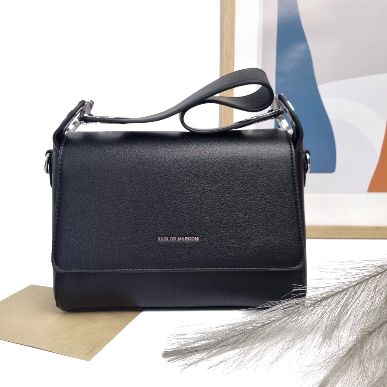 Стильна жіноча сумка штучна шкіра чорний Арт.HX10126 black Eteral Smile ( Китайськ)