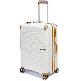Стильна дорожня валіза середня 4 колеса Snowball 59103/M молочна (Франція)