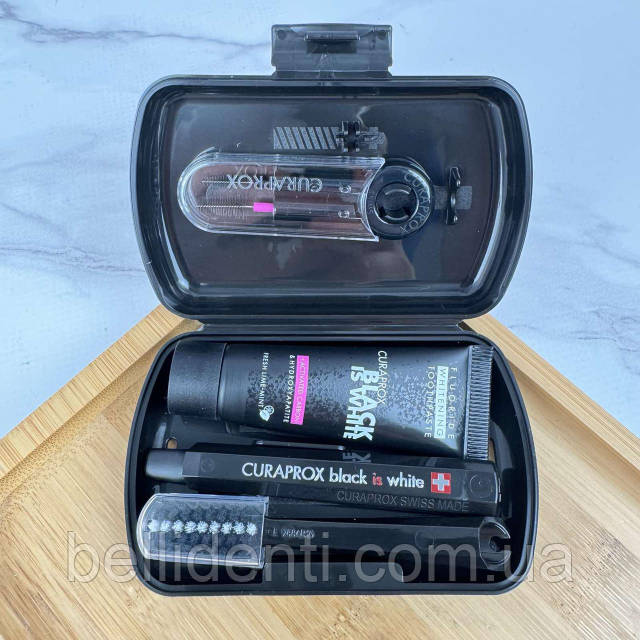 Дорожный набор Curaprox Travel Set Black is White (черный