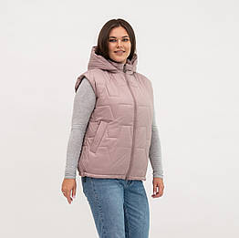 Жилет жіночий великих розмірів Liardi - бежево-пудровий з капюшоном
