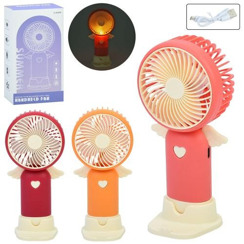 Вентилятор MK 5715 15.5см 2в1 (ручний/портаривний настільний) 3швидкості світло акум USB