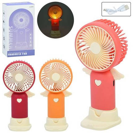 Вентилятор MK 5715 15.5см 2в1 (ручний/портаривний настільний) 3швидкості світло акум USB, фото 1