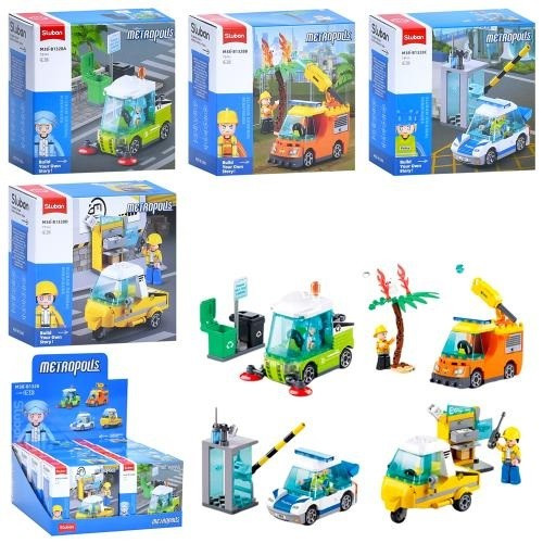 Конструктор SLUBAN M38-B1328 міська серія машина/спецтехніка від 73дет 8шт. в дисплеї