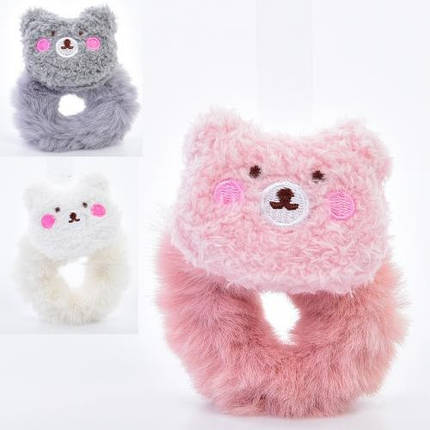 Аксесуар для волосся X14828 Резинка тварина 11см штучне хутро/плюш 3 кольори, фото 1