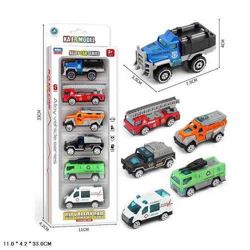 Набір машинок спецтехніка метал. 3313-18 6 шт. в коробці 33*4.2*11 см