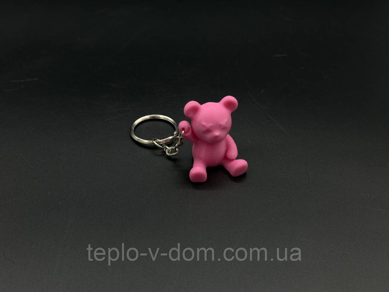 Брелок-підвіска для ключів сумки рюкзака 3D Ведмедик рожевий. 33х28мм