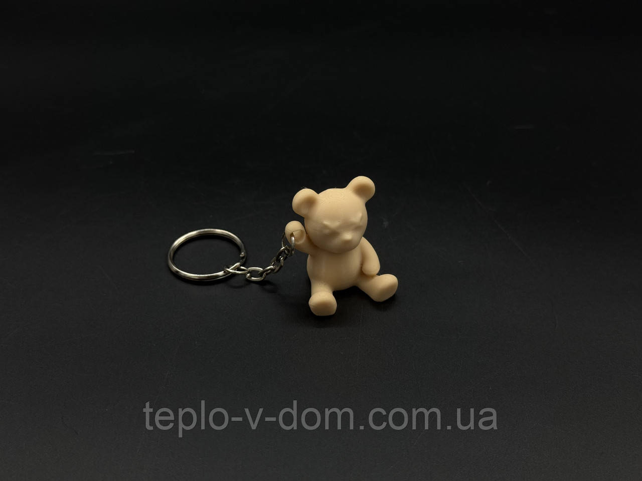 Брелок-підвіска для ключів сумки рюкзака 3D Ведмедик бежевий. 33х28мм, фото 1