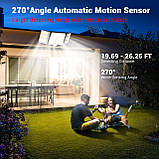 Сонячні ліхтарі Зовнішні 334LED Захисні ліхтарі з дистанційним керуванням 3 голови руху, фото 4