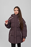 Стильний зимовий пуховик на дівчинку Іворі графіт, фото 2