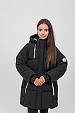 Стильний зимовий пуховик на дівчинку Іворі графіт, фото 3