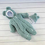 Дитячий теплий комбінезон чоловічок для новонародженого Тедді з шапочкою 0-3 міс 56-62 см Зима Весна Осінь, фото 3