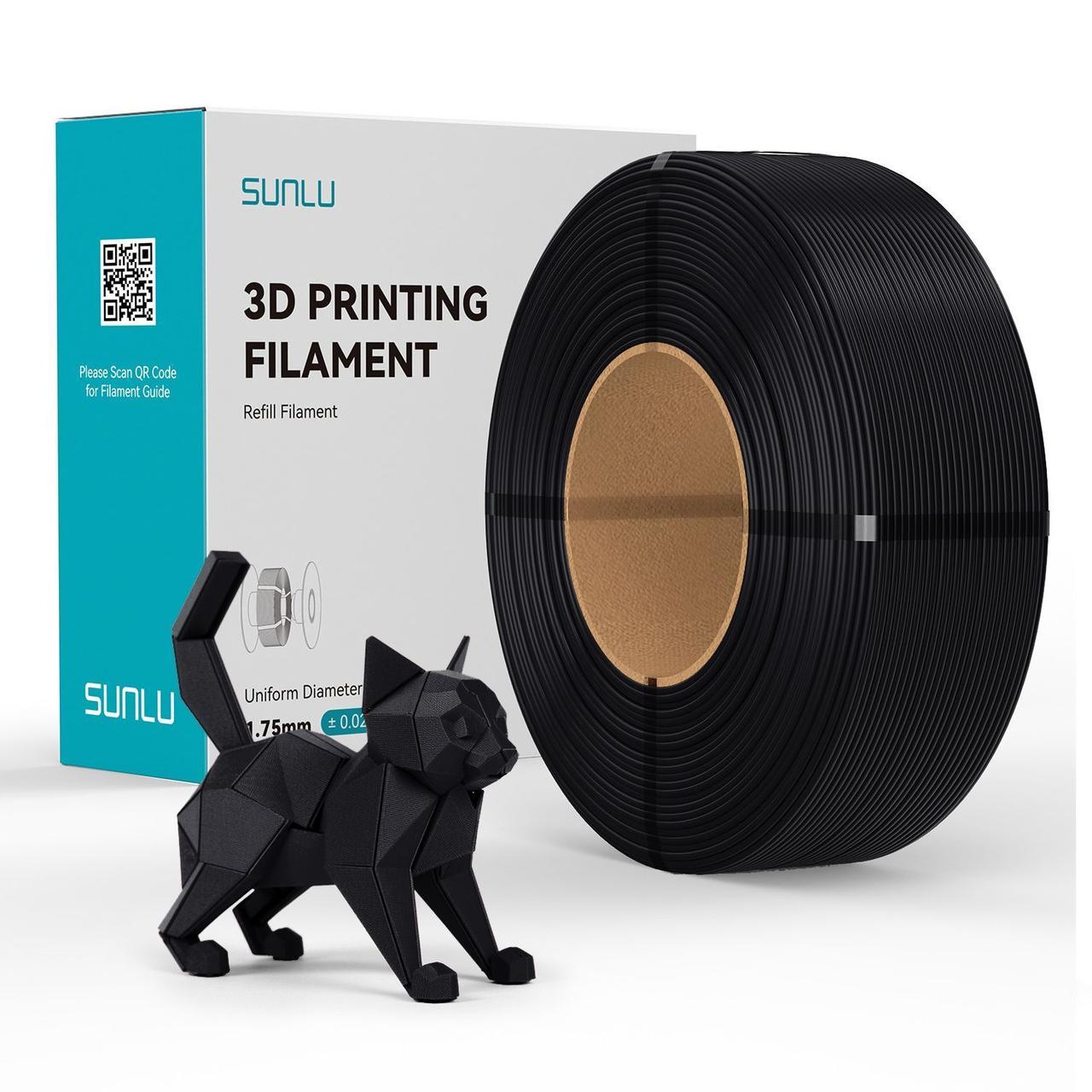 Пластик філамент для 3D-друку SUNLU PETG Black Refill 1kg