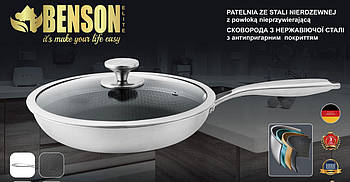 Сковорода з кришкою з неіржавкої сталі Антипригарне покриття, 24*5 см. BN-440 (6)