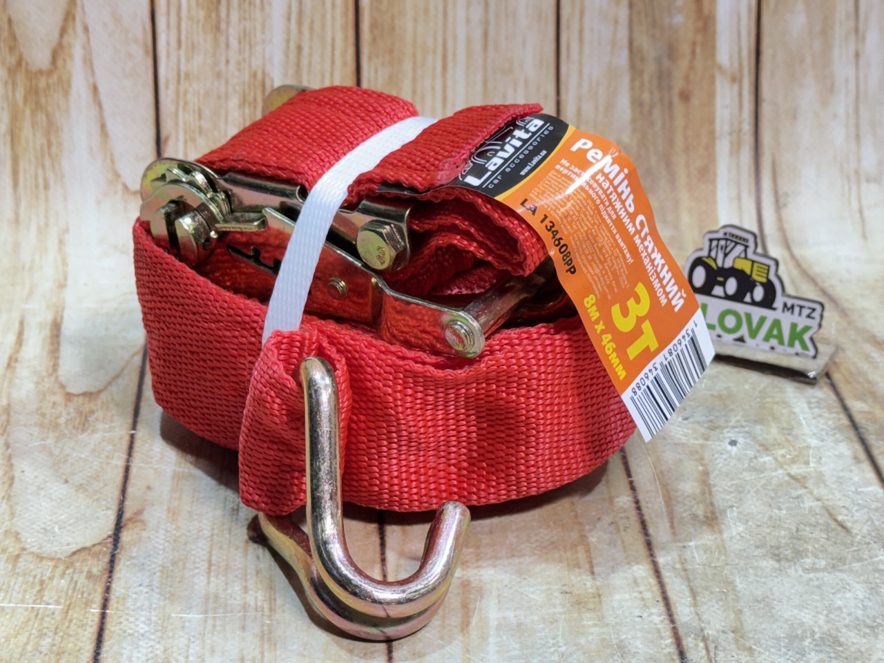 Трос стяжний 3т 8м 46мм з металевими ручками Lavita, фото 1