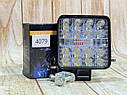 Фара LED квадратна 48W 6000K + Червоно синій стробоскоп (16 діодів) (8.5 см х 8.5 см х 1,5 см) Mini, фото 7