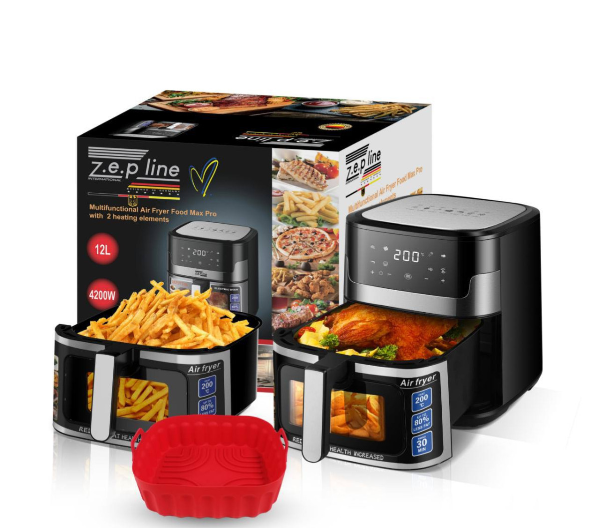 Аерогриль мультипіч на два тени з силіконовою формою Zepline ZP-109A 12 л 4200 Вт 5055105