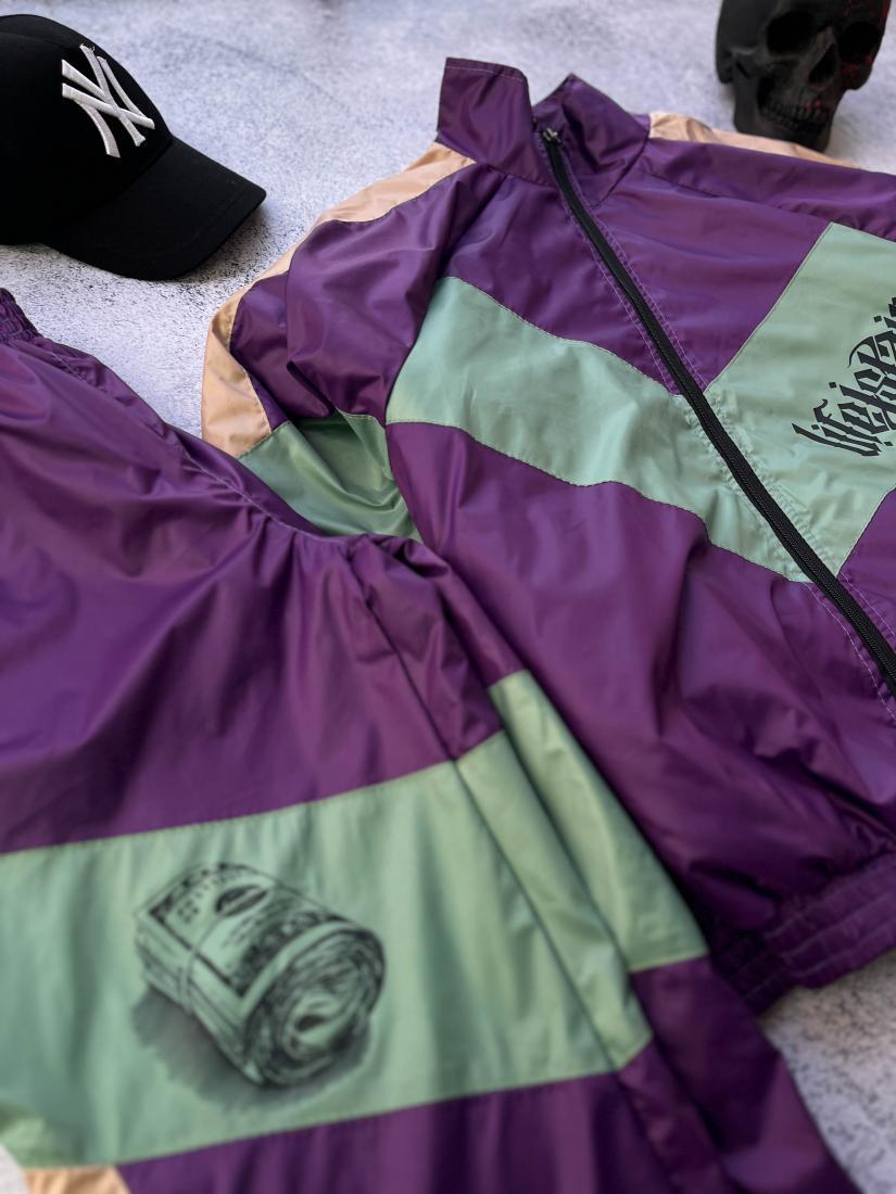 Фіолетовий спортивний костюм з принтом