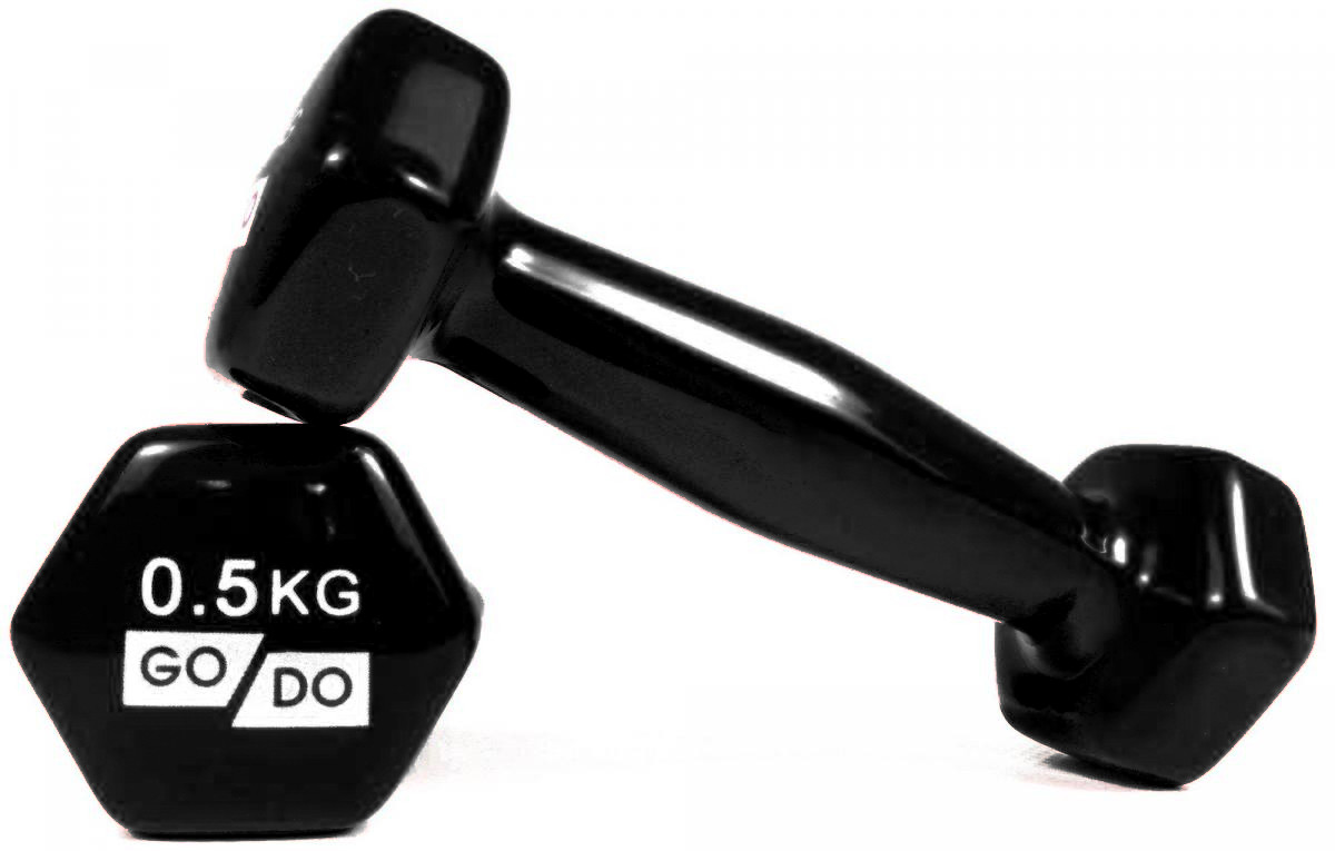 Гантель для фітнесу з вініловим покриттям 2шт GoDo GD-0.5BK, фото 1