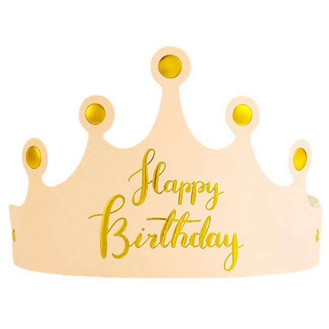 Корона паперова Happy Birthday (рожева)