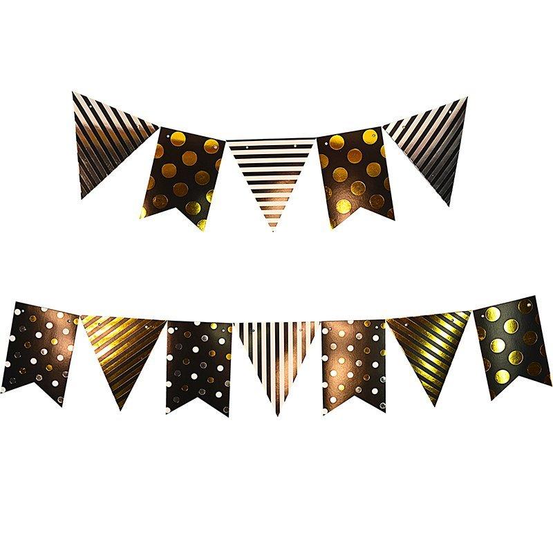 Гірлянда прапорці горох з смужками (чорна)