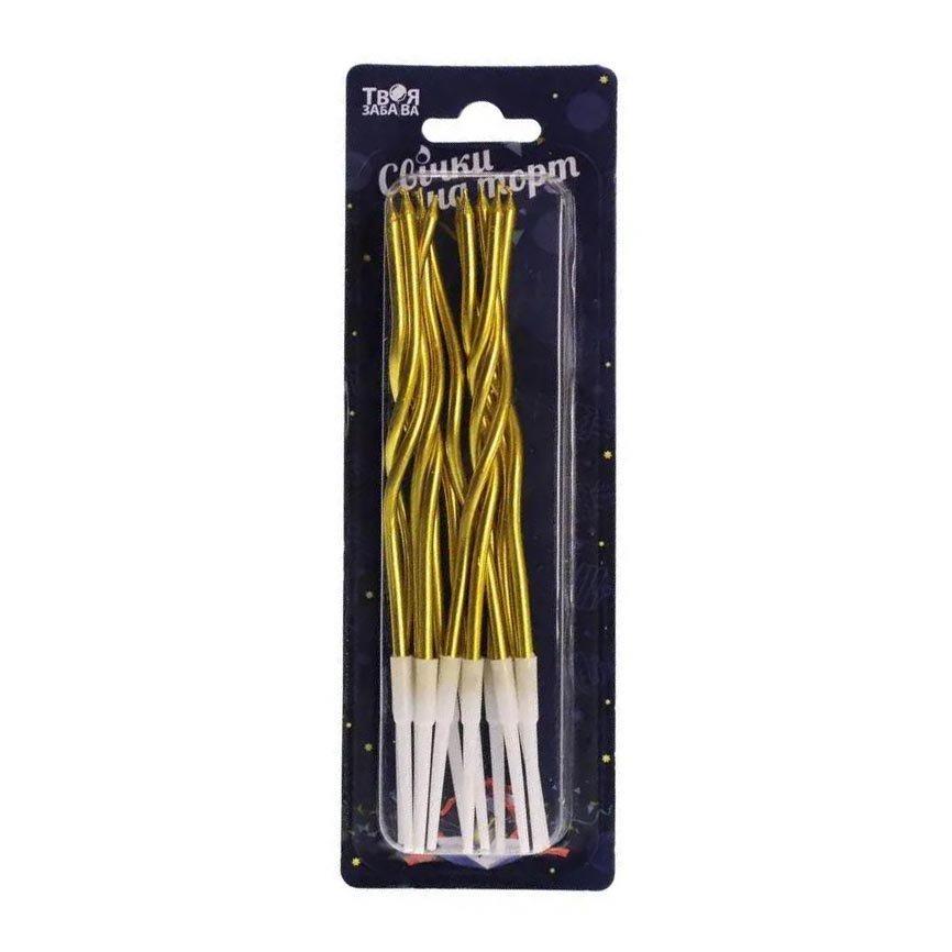 Свічки Зигзаг тонкі (золоті) 12 шт