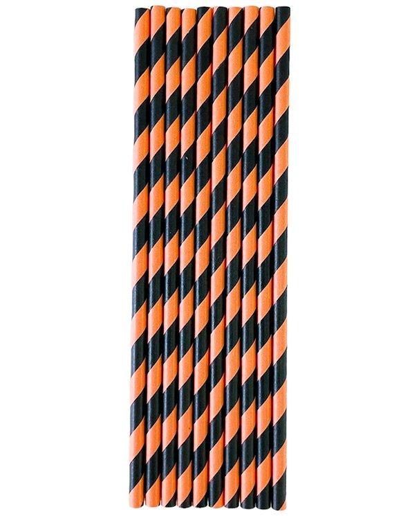 Соломинки чорно-помаранчеві 25 од