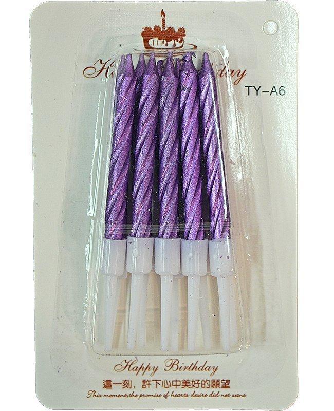 Свічки металік 10 од (фіолетові)