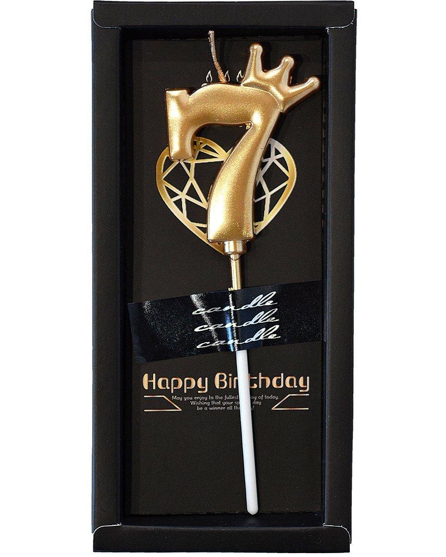 Свічка цифра з короною 7 (золота)