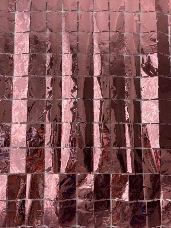 Штора з фольги квадрати рожеве золото 2х1м