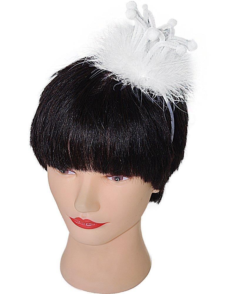 Обідок корона з пухом (біла)