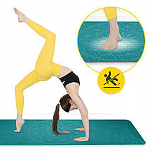 Килимок (мат) спортивний 4FIZJO замша 183 x 61 x 0.15 см для йоги та фітнесу Green (P-5905973404396), фото 3