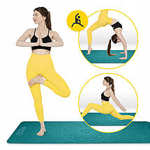 Килимок (мат) спортивний 4FIZJO замша 183 x 61 x 0.15 см для йоги та фітнесу Green (P-5905973404396), фото 5