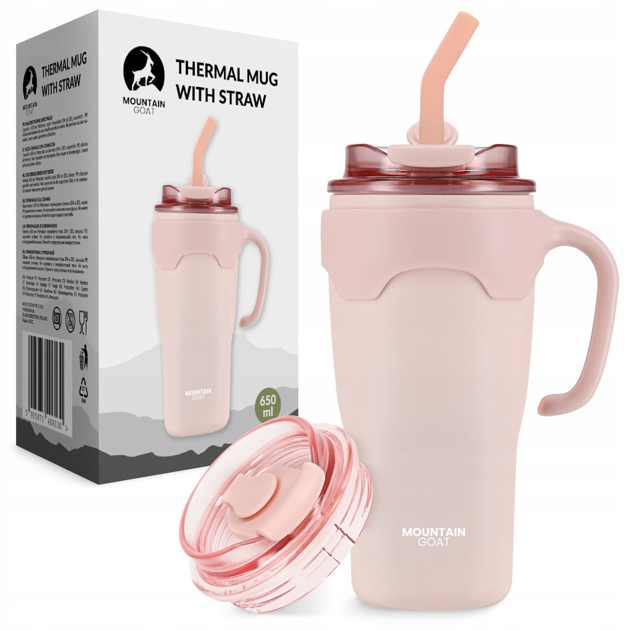 Термокухоль Mountain Goat зі соломинкою 0.65 л Pink (P-5905973406130)