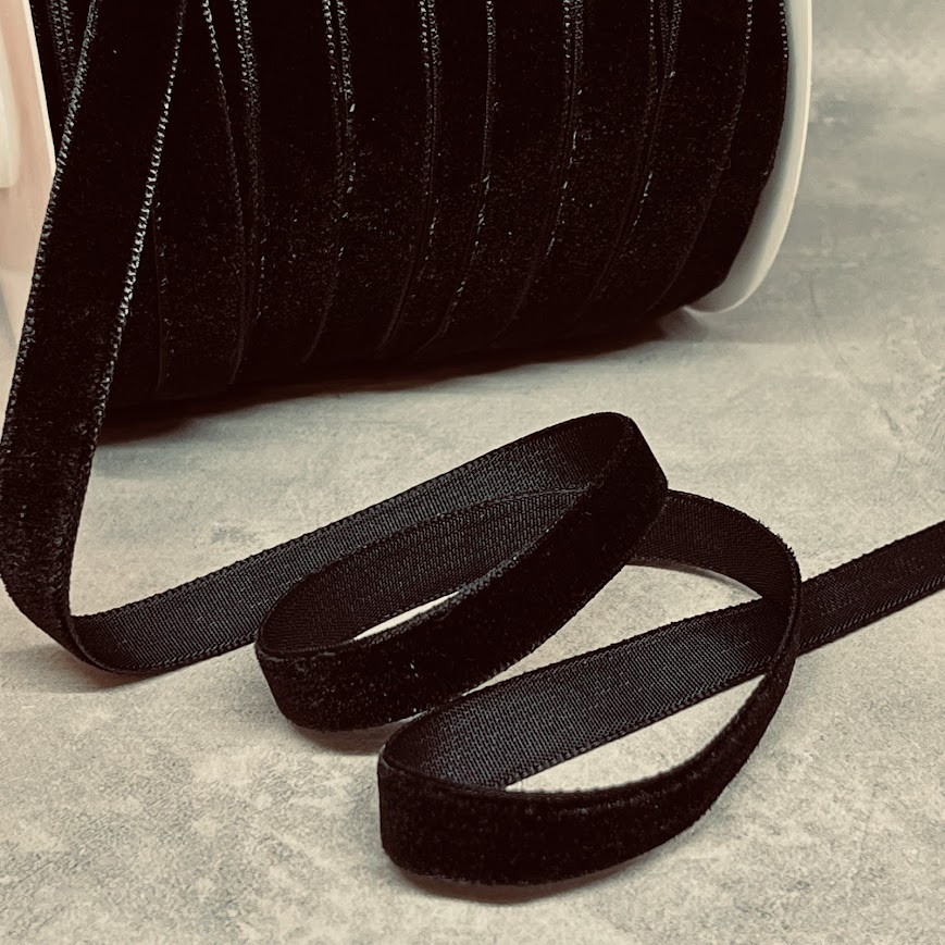 Велюр стрічка 1 см , колір- чорний, арт 018906, 1 метр, Чорний, фото 1