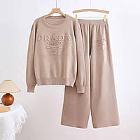 В'язаний жіночий прогулянковий костюм Прада, комплект зі штанами