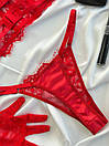 Комплект білизни жіночий (бюстгальтер, трусики, рукавички) - Червоний, фото 6