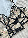Комплект білизни жіночий (бюстгальтер, трусики) - Бежевий з чорним, фото 7