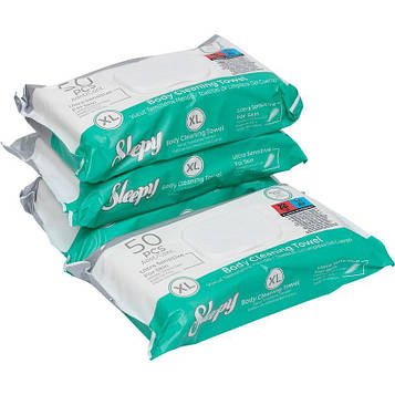 Вологі серветки рушники для тіла Sleepy Adult Towels № 50. Комплект 6 штук