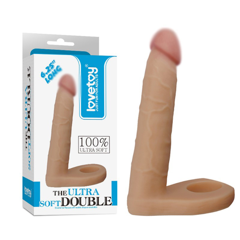 Страпон-насадка на член, анальний стимулятор Lovetoy Ultra Soft Double з гнучким TPE, фото 1