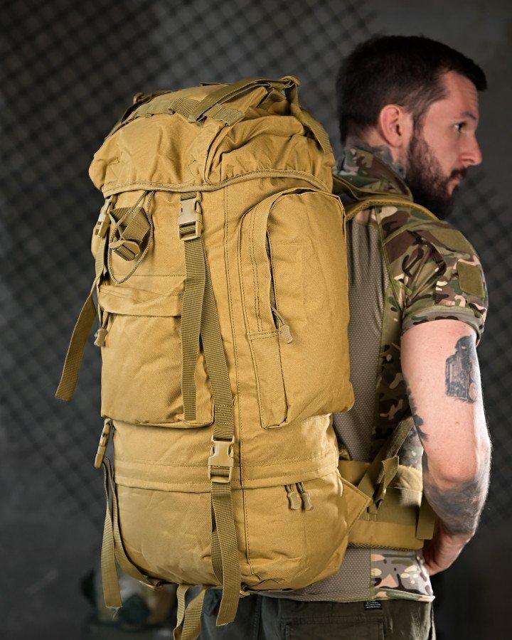 Тактичний рюкзак з металевим каркасом 100 літрів, койот