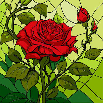 Картина за номерами "Вітраж. Троянда" 30х30см KHO3320 G-Rich