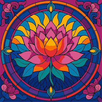 Картина за номерами "Вітраж. Лотос" 30х30см KHO5167 G-Rich