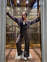 Жіночий велюровий комбінезон вільного крою на блискавці