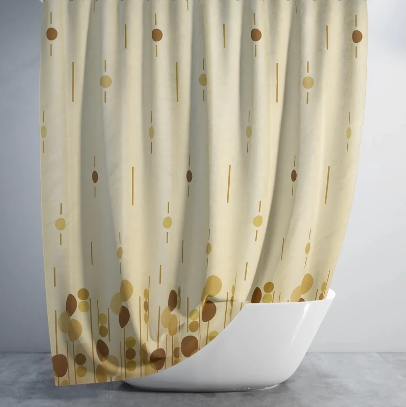 Штора для ванної кімнати Jackline Polkadot 180×200 см бежева з кільцями