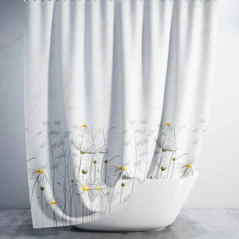 Штора для ванної кімнати Jackline Daisy 180×200 см біла з кільцями, фото 1