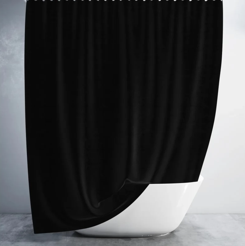 Штора для ванної кімнати Tropik black 240×200 см з кільцями