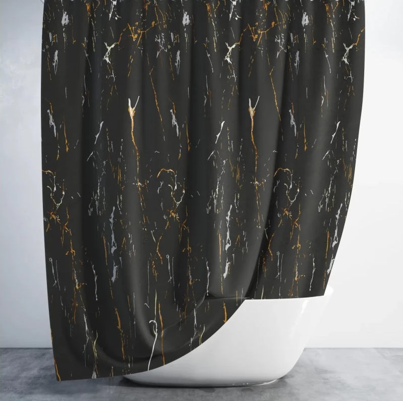 Штора для ванної кімнати Jackline Black Stone 180×200 см з кільцями