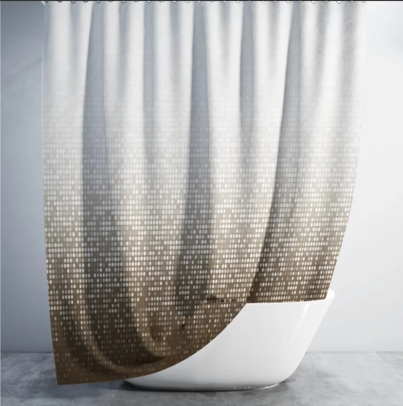 Штора для ванної кімнати Jackline Matrix 180×200 см коричнева з кільцями, фото 1