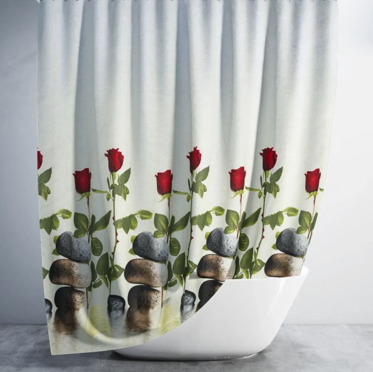 Штора для ванної кімнати Jackline Red Rose 180×200 см з кільцями