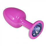 Анальна затичка, пробка стимуляції ануса Rosebud Pink металевий з камінчиком, фото 7